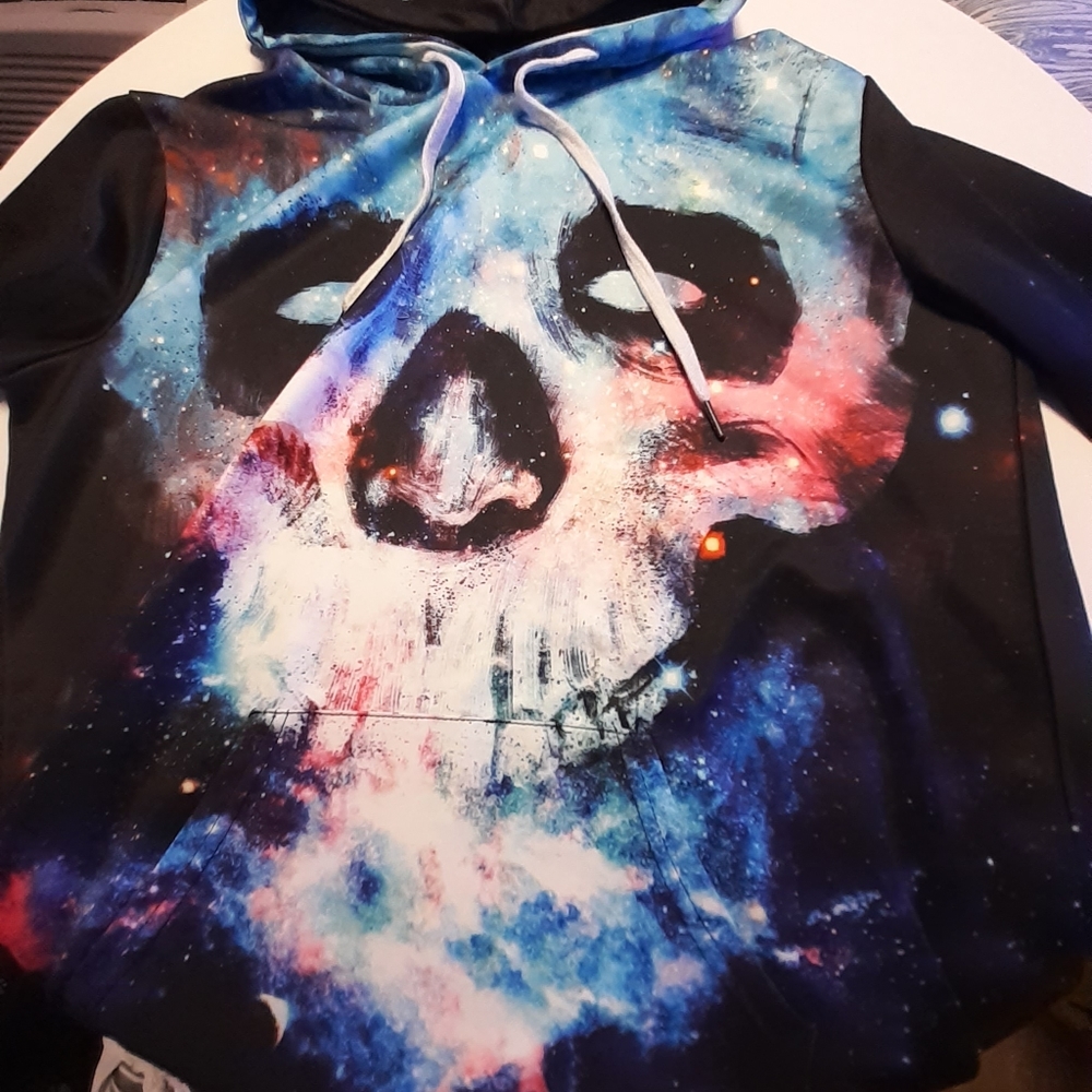 Hoodie galaxy print w skull